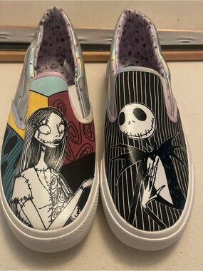 Nightmare Before Christmas Characters Slip-On Sneakers  Jack and Sally size 10